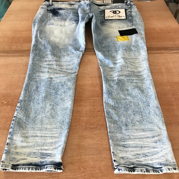 Frost Originals Patchwork Jeans Men 46x33 Blue Mid Rise Distressed Grunge Skater - Picture 2 of 14